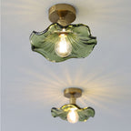 Kwiatowa lampa sufitowa LED ze szkła i metalu z motywem hibiskusa | Zélie