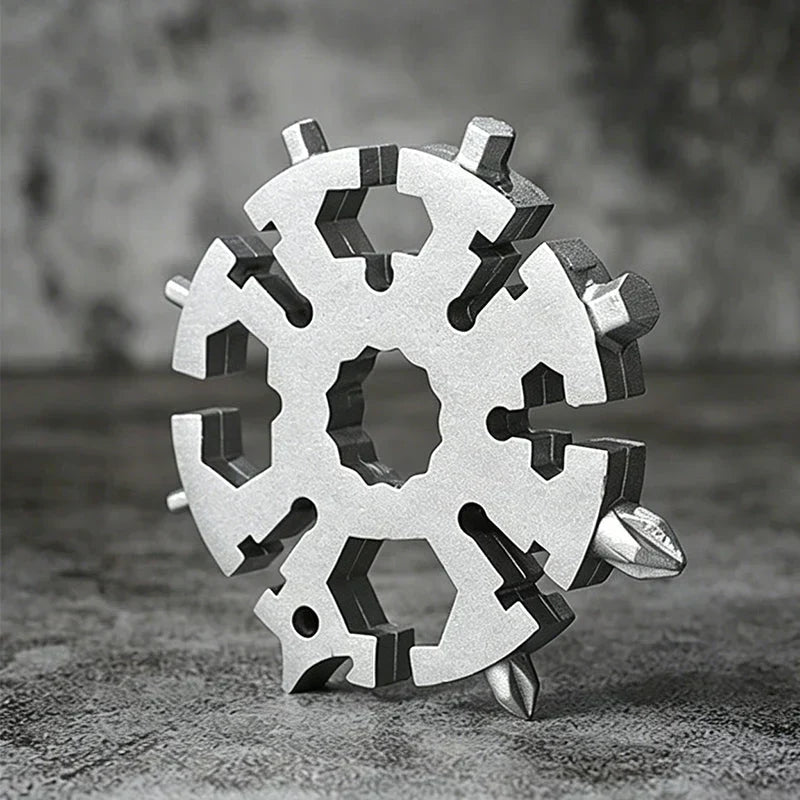 Kompakt 18-i-1 multifunktionsnøgle med snefnugdesign |ToolRing