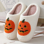 Kapcie na Halloween z miękką bawełnianą podszewką gumową podeszwą wzorem dyni wsuwane | Pumpettofs