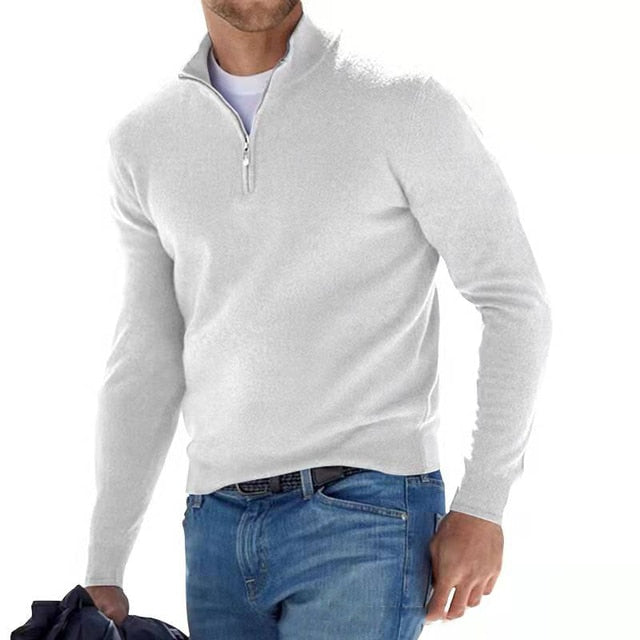 Sweter z dekoltem w serek i zamkiem Komfort Casual | Virex