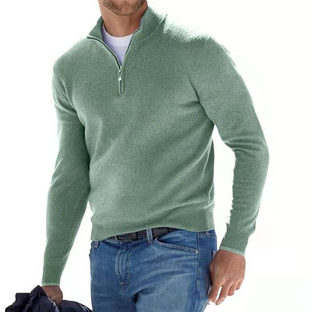 Sweter z dekoltem w serek i zamkiem Komfort Casual | Virex