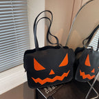Torebka na ramię z motywem dyni, kompaktowa torba z PU na imprezy halloweenowe | Ximena