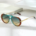 Okulary przeciwsłoneczne Owalna oprawka Wzór w panterkę Lekkie Komfortowe | Marchelo