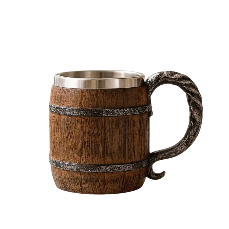 Kubek do piwa Drewniany 500ml Stal nierdzewna Wykonany ręcznie Na Oktoberfest | Baldassare