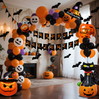 Halloween Ballondekorationssæt med Græskarprint | PumpkinParty