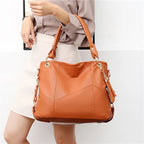 Pojemna skórzana torebka na ramię z wieloma kieszeniami na zamki błyskawiczne, na co dzień | Camila