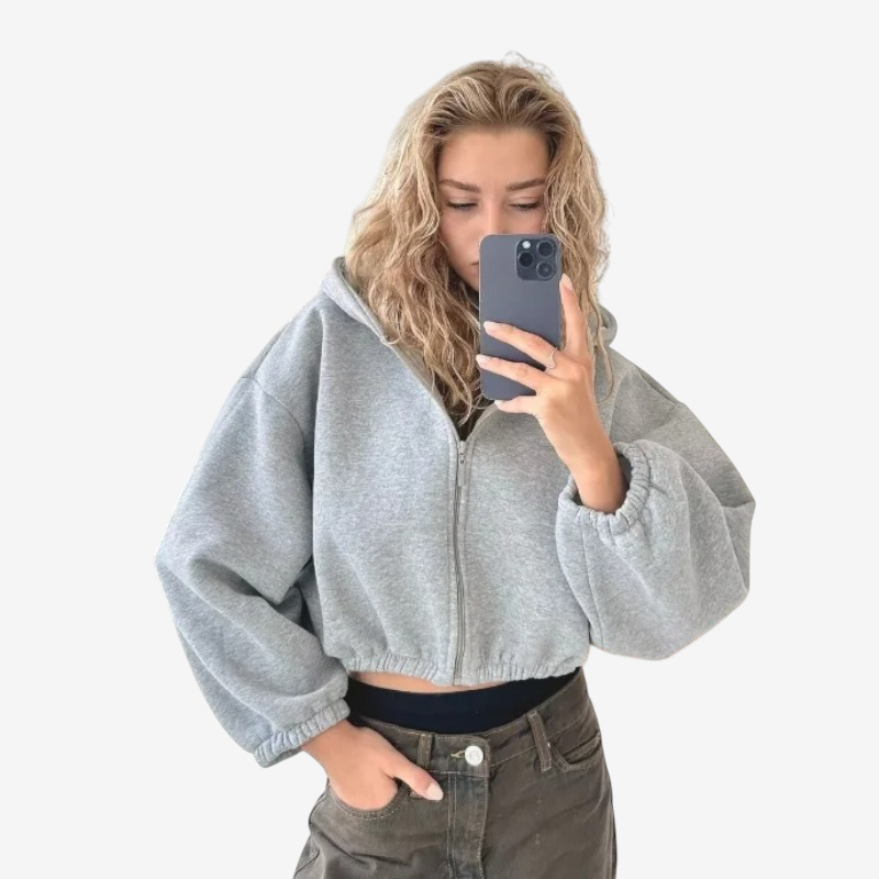 Bluza z kapturem na suwak, oversize, lekka | Vintera