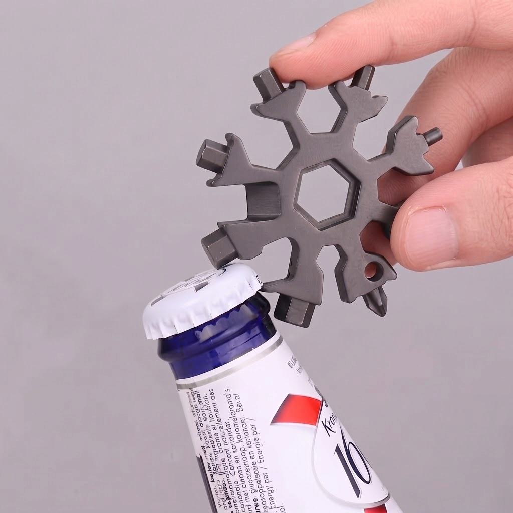 Kompakt 18-i-1 multifunktionsnøgle med snefnugdesign |ToolRing