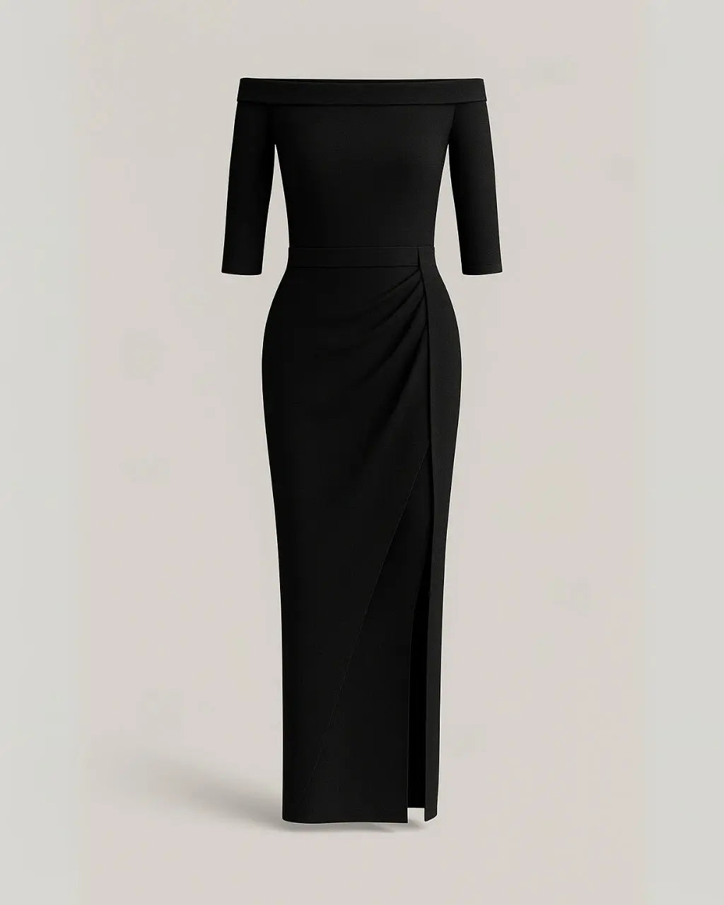 Polyester Glitter Jurk met Korte Mouwen-Dresses-Velani-Zwart-S-Velani