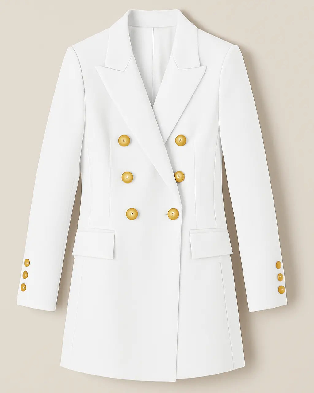 Polyester Blazer Met Lange Mouwen-Blazar-Velani-Wit-S-Velani