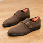 Męskie buty ze spiczastym noskiem, typu monk strap, w klasycznym stylu | Denvor