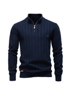 Sweater Ribstrikket Quarter Zip Katoen Stretch | Jayron