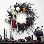 Wieniec Halloween Dekoracja ze szkieletem i dynią | SpookyRing