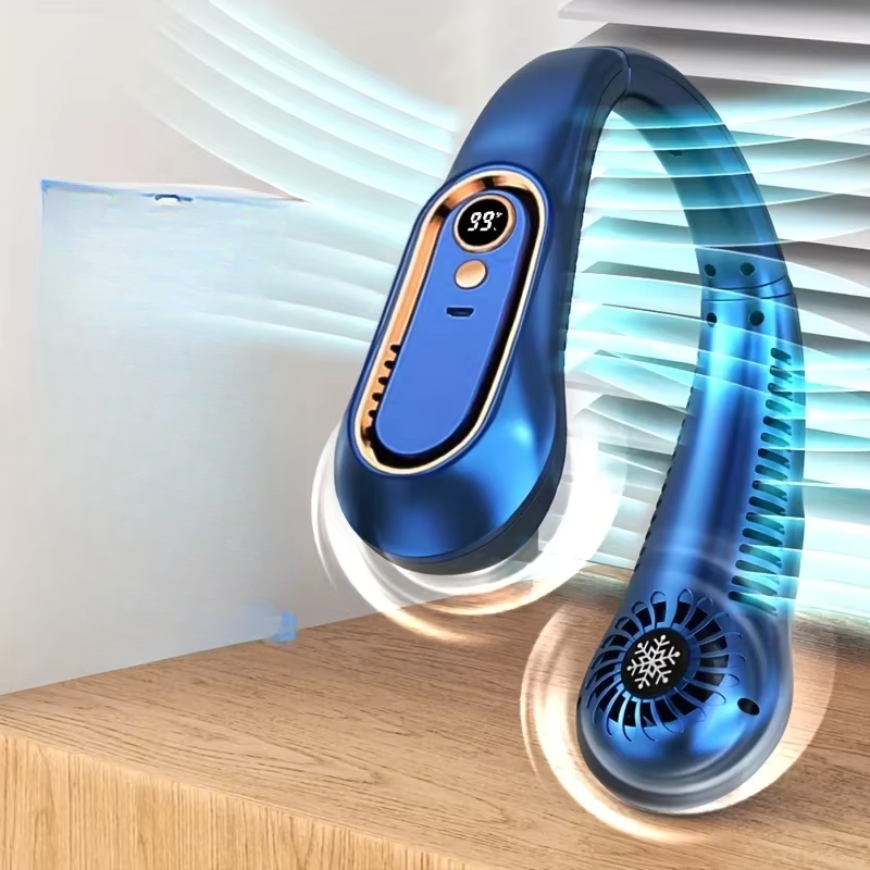 Bladløs halsventilator med USB-opladning digitalt display og justerbar hastighed | Tristan