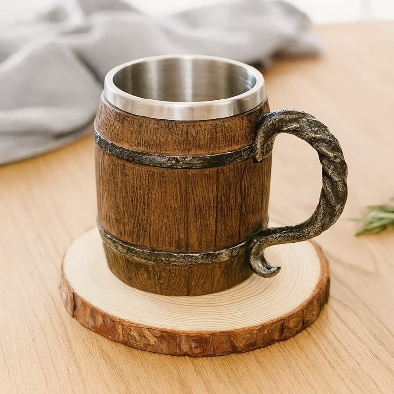 Kubek do piwa Drewniany 500ml Stal nierdzewna Wykonany ręcznie Na Oktoberfest | Baldassare