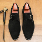 Męskie buty ze spiczastym noskiem, typu monk strap, w klasycznym stylu | Denvor