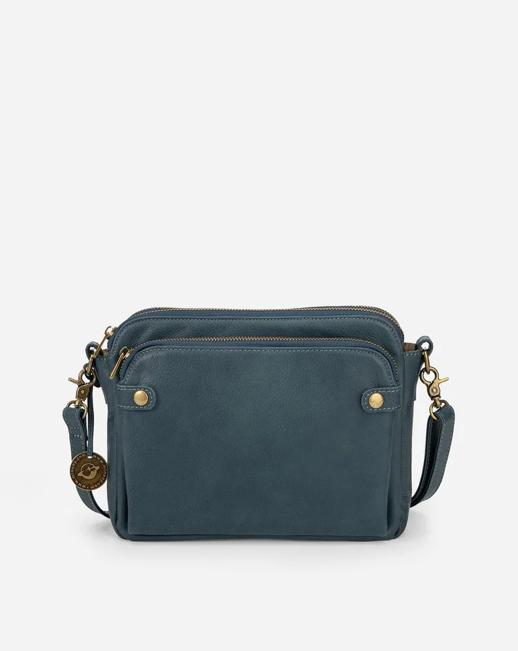Læder crossbody skuldertaske med justerbar rem og lynlåslukning | Nimble