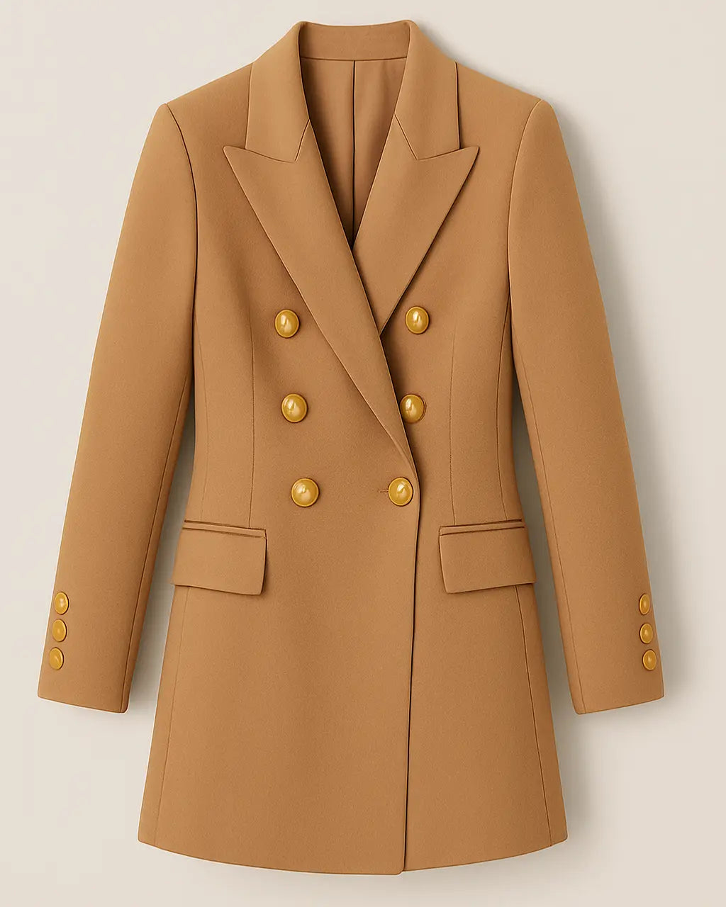 Polyester Blazer Met Lange Mouwen-Blazar-Velani-Bruin-S-Velani