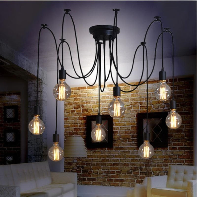 Lampa sufitowa z wieloma kloszami regulowany wielokabel metal | FlexiBeam
