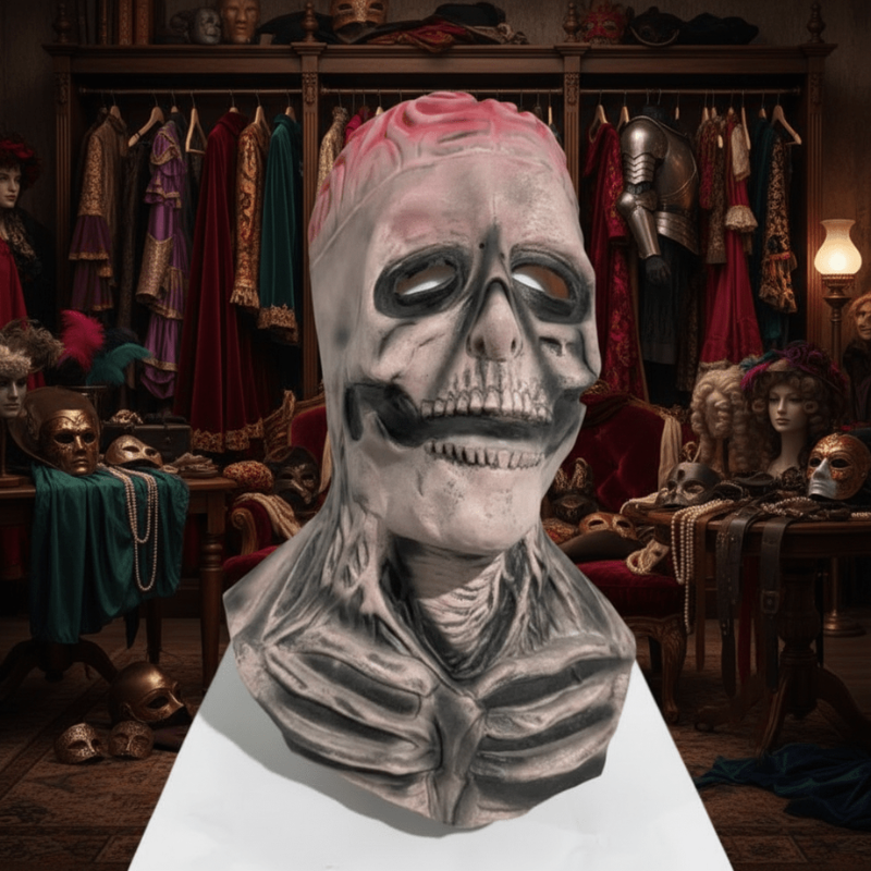 Kostium lateksowy na całą twarz z maską szkieletową na Halloween | SkullForge