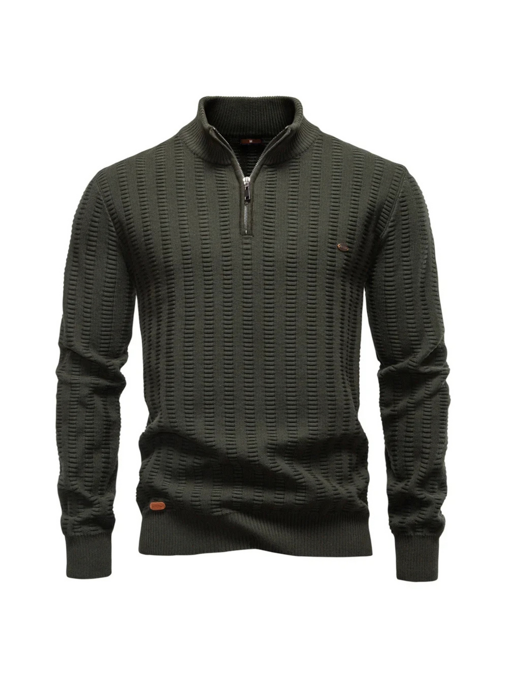 Sweter w prążki z zamkiem ćwierćdługości, bawełna ze stretchem | Jayron