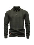 Sweater Ribstrikket Quarter Zip Katoen Stretch | Jayron