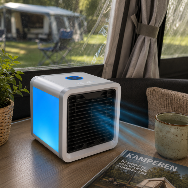 Przenośny akumulatorowy klimatyzer powietrza z nawilżaczem i diodą LED | Brisaro