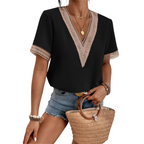 Emma – V-Hals Blouse met Korte Mouwen Velani