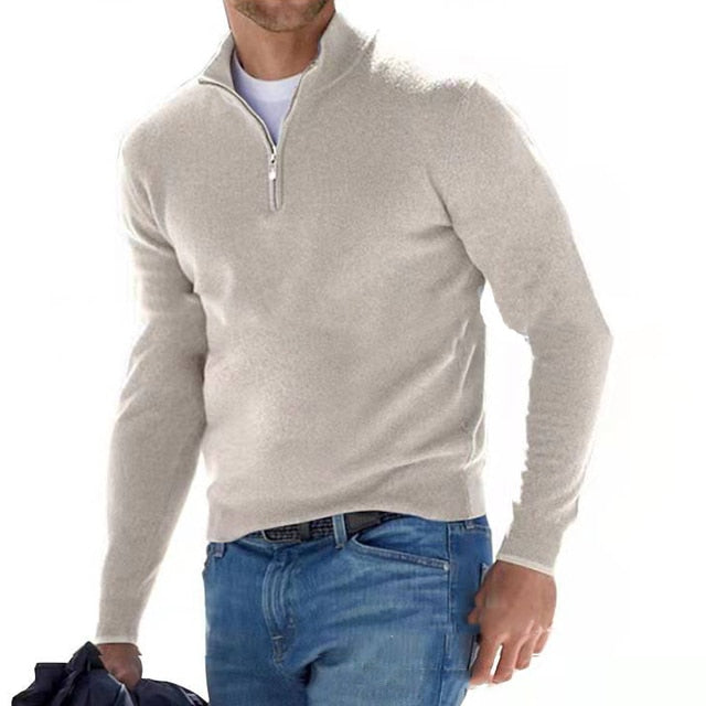 Sweter z dekoltem w serek i zamkiem Komfort Casual | Virex