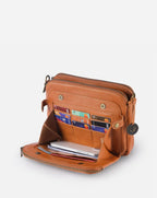 Læder crossbody skuldertaske med justerbar rem og lynlåslukning | Nimble
