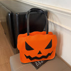 Torebka na ramię z motywem dyni, kompaktowa torba z PU na imprezy halloweenowe | Ximena