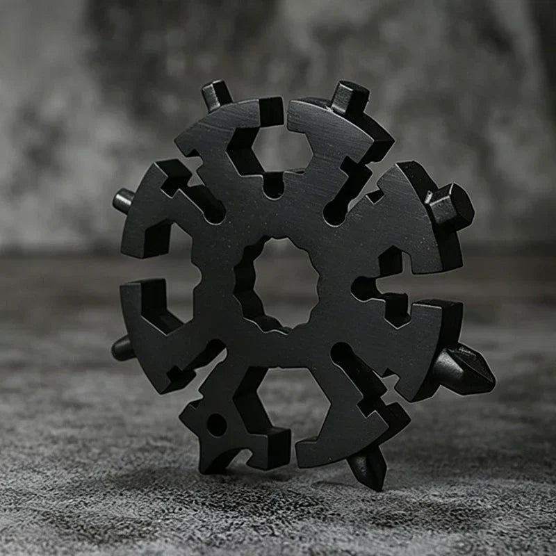 Kompakt 18-i-1 multifunktionsnøgle med snefnugdesign |ToolRing