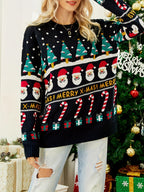 Festlig Oversized Julesweater Med Rundhals Og Strikket Mønster | Marie