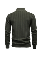 Sweater Ribstrikket Quarter Zip Katoen Stretch | Jayron
