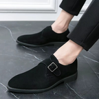 Męskie buty ze spiczastym noskiem, typu monk strap, w klasycznym stylu | Denvor
