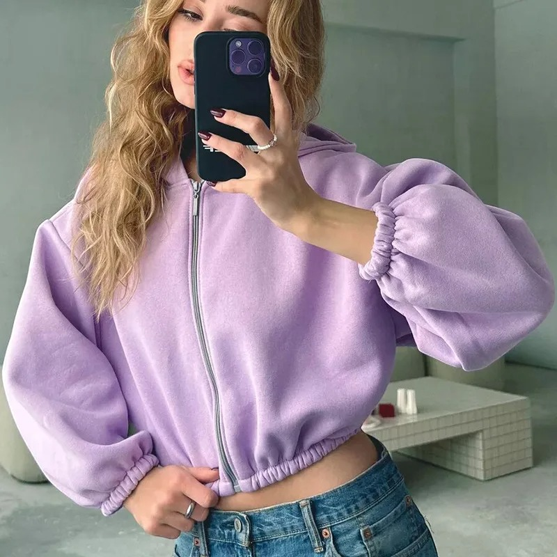 Bluza z kapturem na suwak, oversize, lekka | Vintera