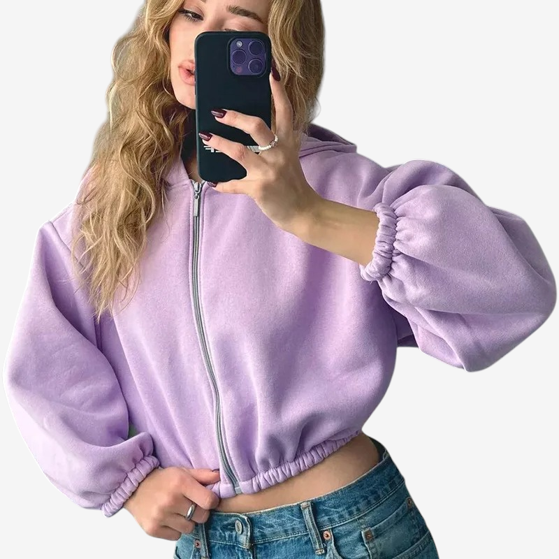 Bluza z kapturem na suwak, oversize, lekka | Vintera
