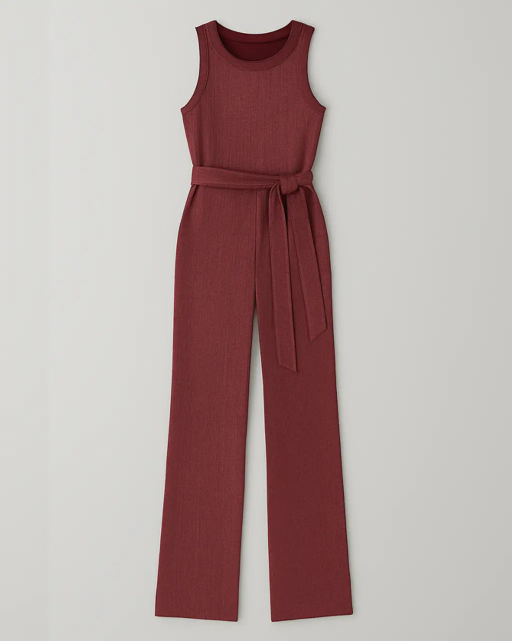 Polyester Jumpsuit Met Glitterdesign En Tailleband-Jumpsuits-Velani-Rood-S-Velani