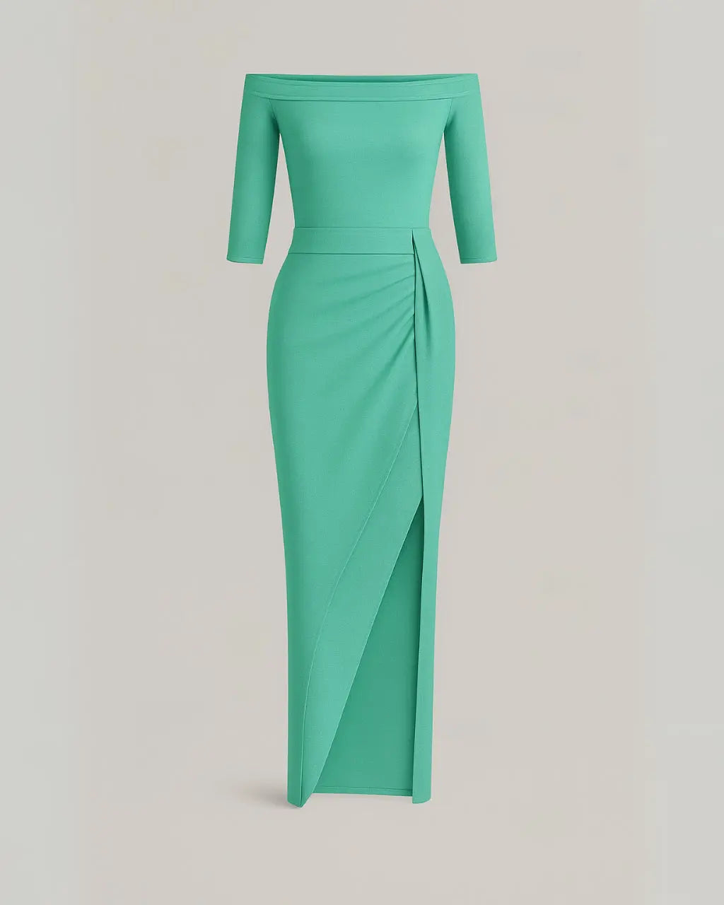 Polyester Glitter Jurk met Korte Mouwen-Dresses-Velani-Groen-S-Velani
