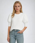 Polyester Casual Blouse Met Driekwart Pofmouwen-Blouses & Tops-Velani-Velani