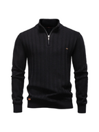 Sweater Ribstrikket Quarter Zip Katoen Stretch | Jayron