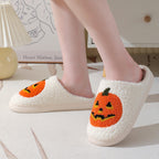Kapcie na Halloween z miękką bawełnianą podszewką gumową podeszwą wzorem dyni wsuwane | Pumpettofs