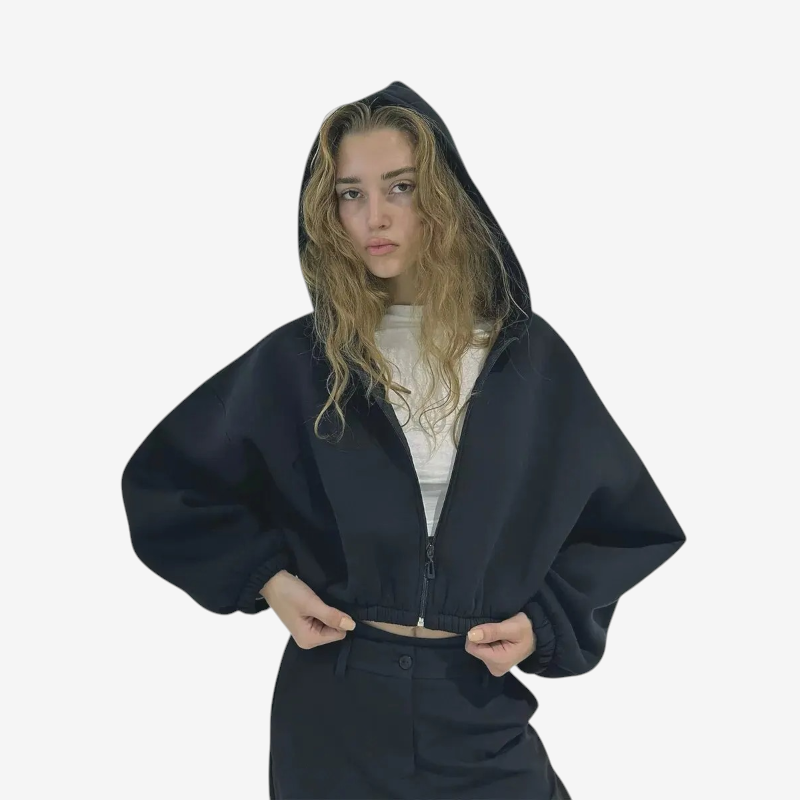 Bluza z kapturem na suwak, oversize, lekka | Vintera