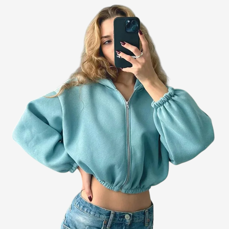 Bluza z kapturem na suwak, oversize, lekka | Vintera