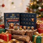 Julekalender med højlandskvæg og 24 dekorative akrylophæng | MerryHigh