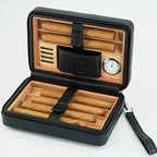 Etui na cygara humidor skórzane z cedrowym drewnem i higrometrem podróżne do przechowywania 6 cygar | Domenico