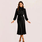 Kjole Satin Wrap Ståkrave Elegant Komfort | Lucena