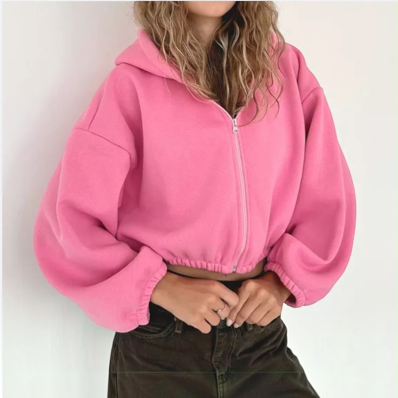 Bluza z kapturem na suwak, oversize, lekka | Vintera