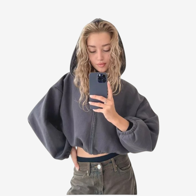 Bluza z kapturem na suwak, oversize, lekka | Vintera