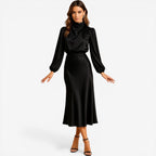 Kjole Satin Wrap Ståkrave Elegant Komfort | Lucena